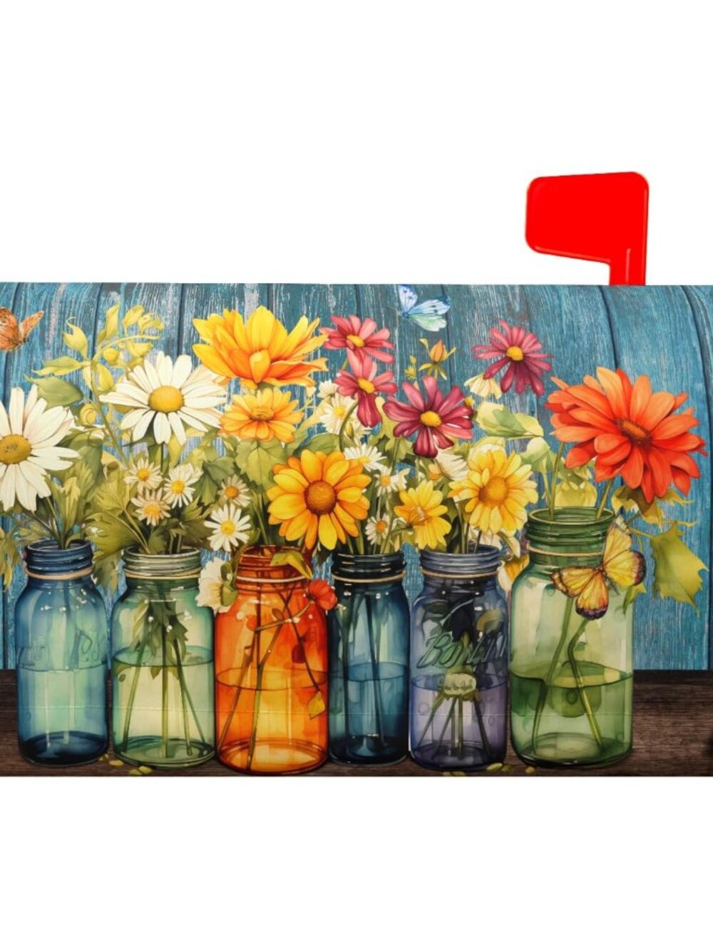 Farm Fresh Colorful Flowers Spring Mailbox Covers Magnetic Standard Size 18" X 2